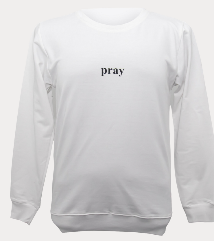 Pray Crewneck | White