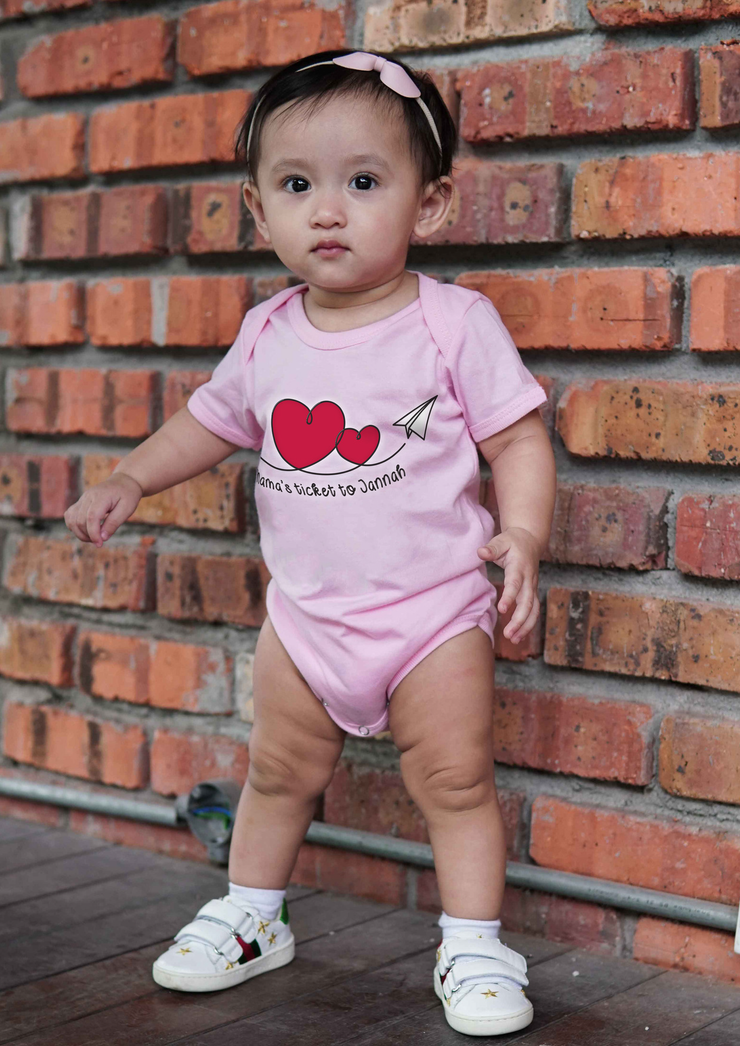 Mama's Ticket To Jannah Baby Short Sleeve Romper