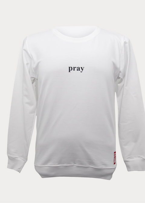 Pray Crewneck | White - ImanHood Clothing LTD