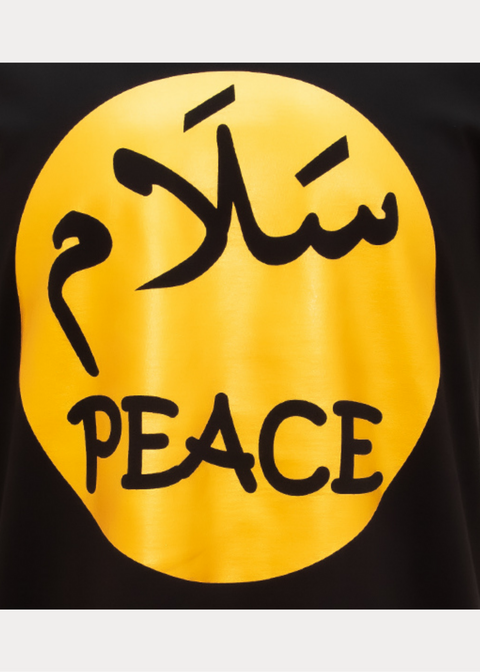 Peace Round Neck Black T-shirt | Gold - ImanHood Clothing LTD