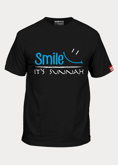 Smile It's Sunnah T-shirt | Black - ImanHood Clothing LTD