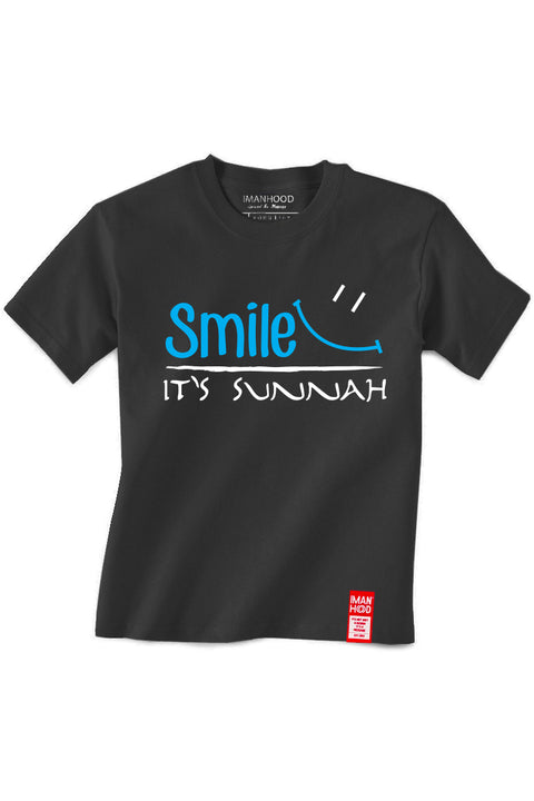 Smile It's Sunnah Kids T-shirt |  Black - ImanHood Clothing LTD